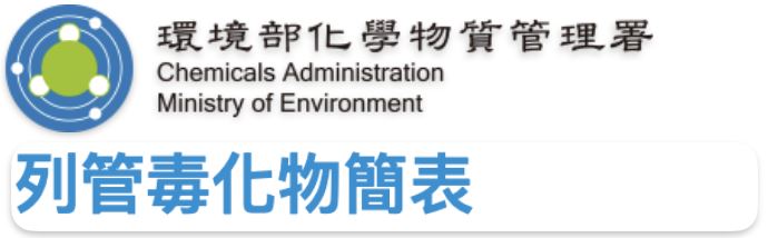列管毒化物簡表